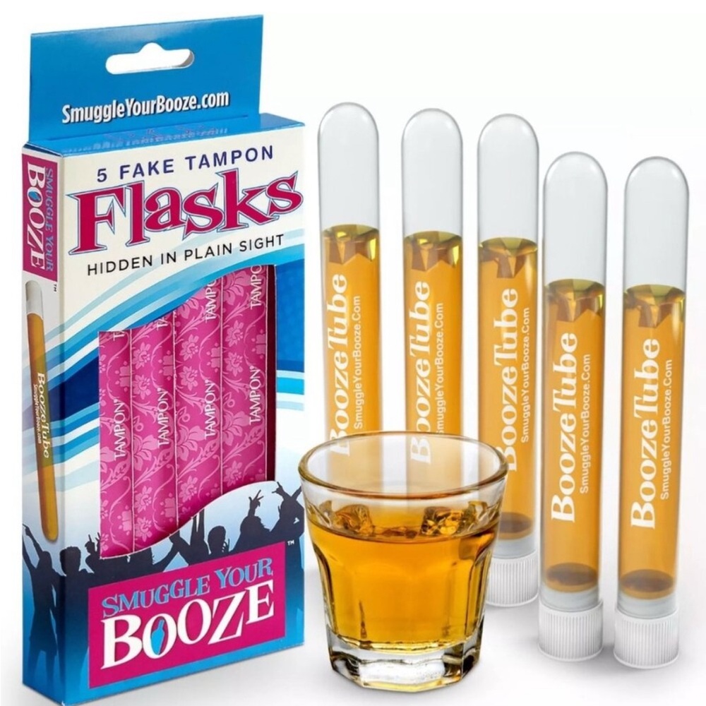 5 Fake Tampon Flasks Hidden In Plain Sight Booze Tubes 1oz Leak-Proof Reusable